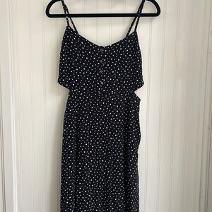 ABERCROMBIE AND FITCH black maxi dress cut out sides NWT smocking pockets XST